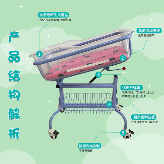 Stroller Crib Postpartum Center Hospital Same Model Medical Newborn Baby Stroller Mobile Multi-Function Tilt