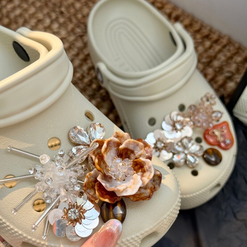 Sunset DIY Clog Shoe Accessories High-End Brown Shoe Charms Cross-Border Accessories Shoe Buckle Detachable Foreign Trade Wholesale