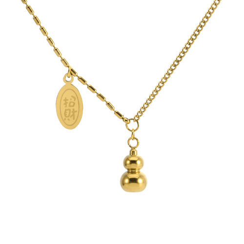 Peach Blossom Talisman Wealth Attracting New Chinese Style Titanium Steel Necklace and Bracelet, Lightweight Luxury High-end, Non-fading, Factory Wholesale