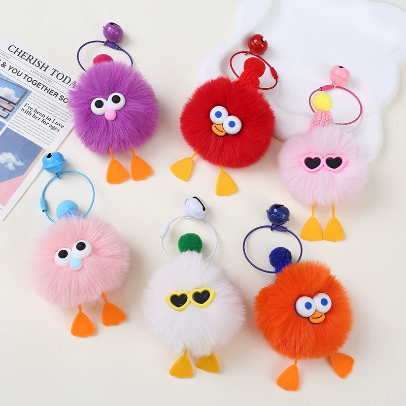 Assortiment semi-finis d’accessoires DIY boule peluche imitation fourrure cartoon créative pour pendentif porte-clés