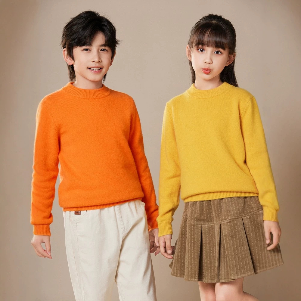 安迪绒半高领男女儿童款套头纯色针织衫打底衫柔软抗起球宝宝毛衣