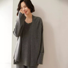 シンプルでクールな高級カシミヤニットカーディガン、女性用ショール、ゆったりとしたレイジージャケット、セーター
