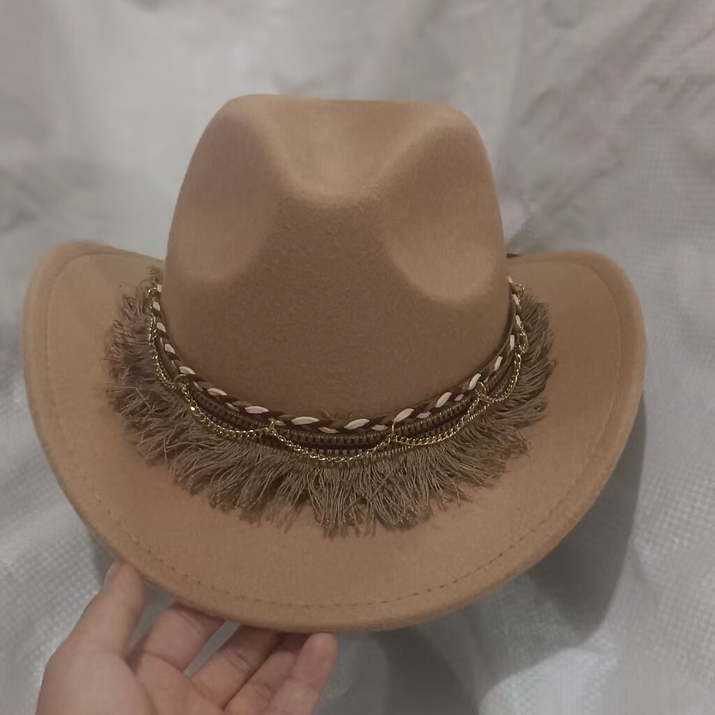 Cross-Border Western Cowboy Hat Xizang Style Men's and Women's Hats Hot-Selling Hats Personalized Wool Blended Four-Season Horse Riding Hats