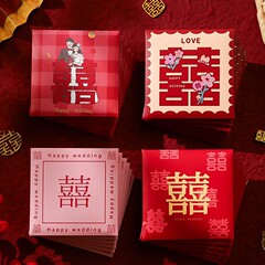 結婚式のドアストッパー、赤い封筒、結婚式のドアストッパー、小さなハッピーパッケージ、ミニベイリーズシールバッグ