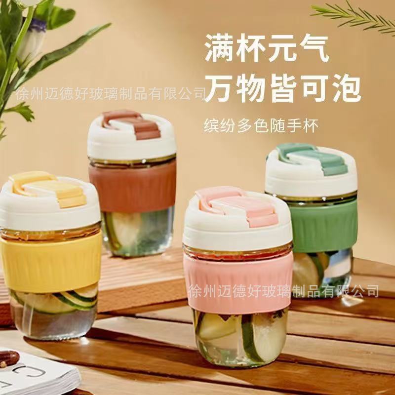 Logotipo imprimible al por mayor 350ml tazas de café de oficina regalos comerciales tazas de vidrio tazas de bebida doble tazas de mano en stock