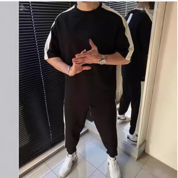 2024 nuevos hombres moda camiseta de manga corta pantalones otoño tendencia casual traje ME13 ML4