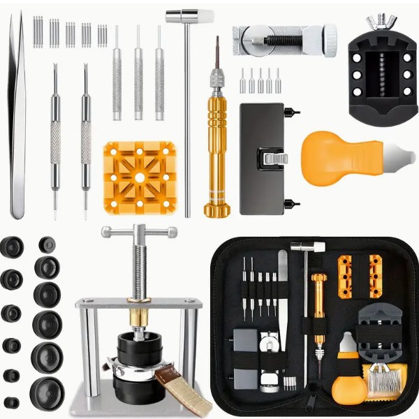 新款手表维修工具套装 91件套 拆卸换表带 开压手表后盖组合套装