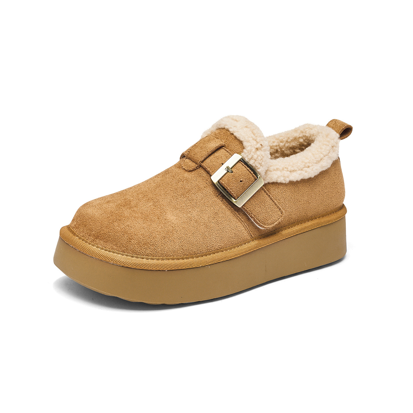 Augu Lion Deng Xiaoping Boccan 2025 nuevo invierno con suela gruesa para mujeres embarazadas con un zapato de algodón botas de nieve peludas