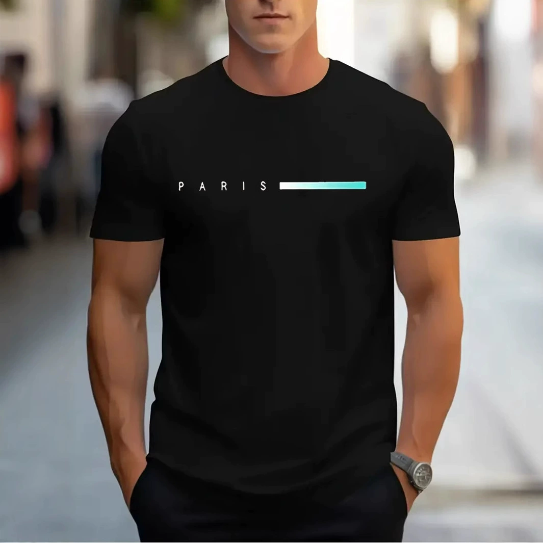 Мужская футболка с коротким рукавом и круглым вырезом, модная дышащая футболка в уличном стиле, повседневный удобный топ, универсальный вариант для весенне-летних каникул.
