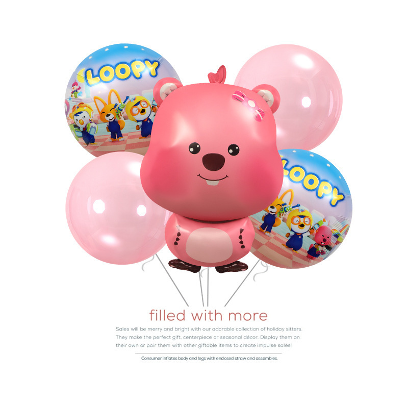 Party decoration and layout photo props toy balloon loopy Ruby cartoon shape Pororo aluminum film balloon Party decoration and layout photo props toy balloon loopy Ruby cartoon shape Pororo aluminum film balloon