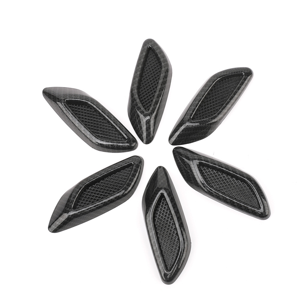 Car Decoration Fake Air Vent Car Modified Side Air Vent Fender Carbon Pattern Label Car Body Sticker Six Packs