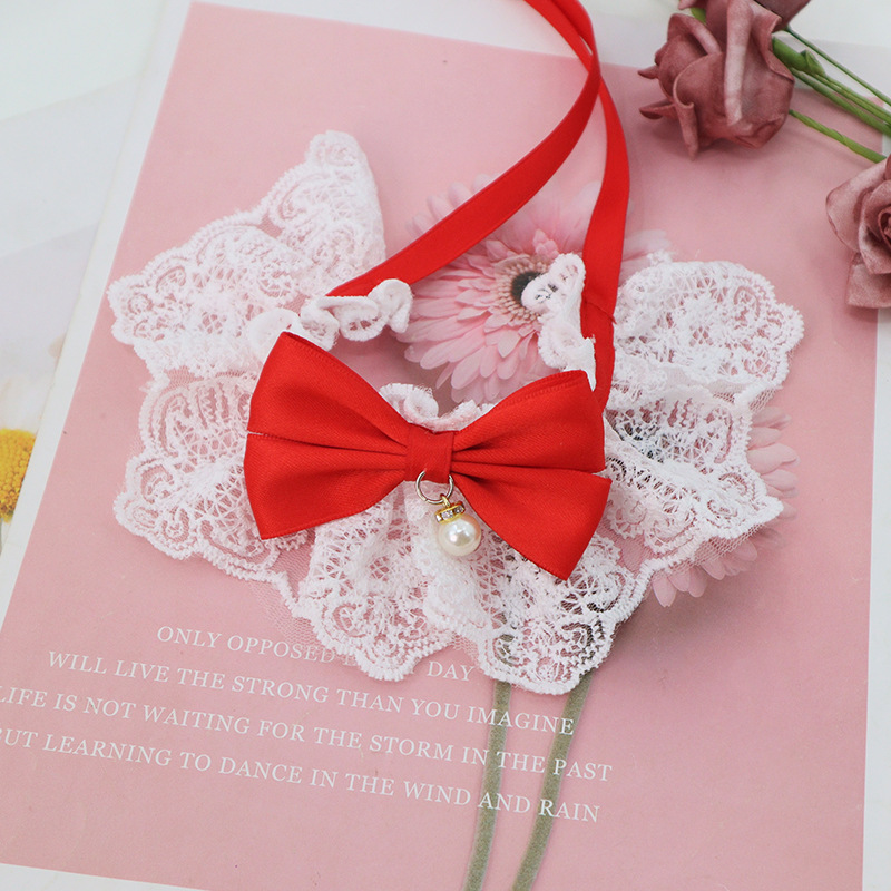 2025 nuevo collar de mascota lindo gato pequeño y medio collar de joyería perro campana corbata al por mayor