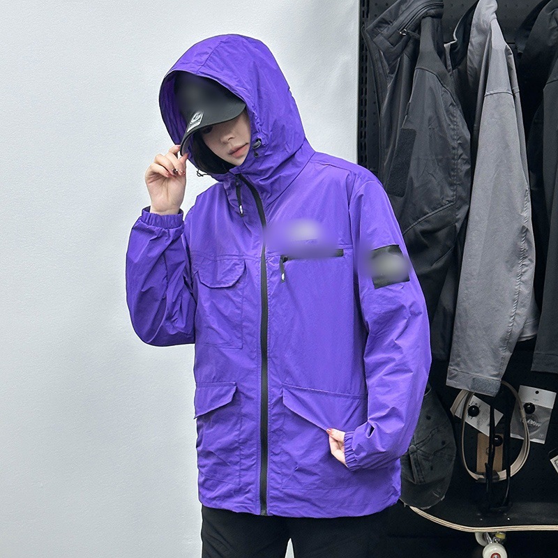 日焼け防止服メンズ夏薄い涼しい通気性釣り日焼け防止服屋外抗 UV フード付きジャケット北北|undefined