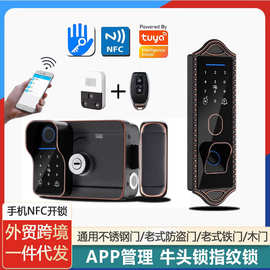 牛头锁电子锁防盗门庭院指纹锁公寓铁门涂鸦通通智能锁老式密码锁