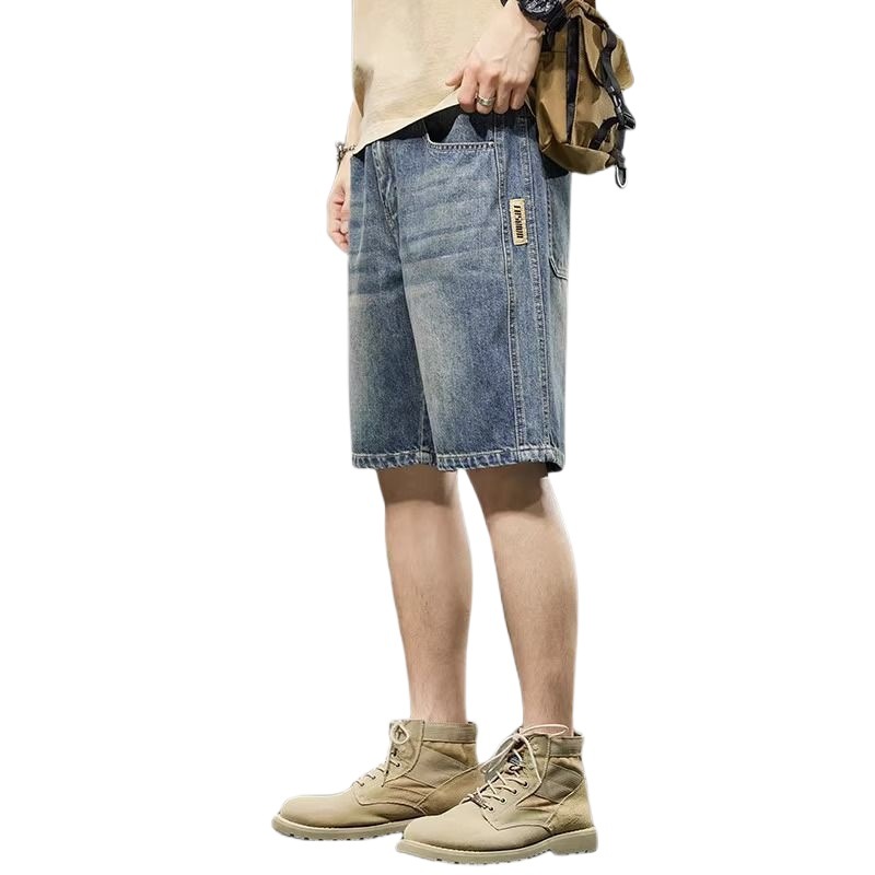 Pantalones cortos vaqueros de trabajo para hombre, estilo americano casual, holgados y delgados para verano, pantalones de cinco puntos, estilo nuevo 2025 image 5