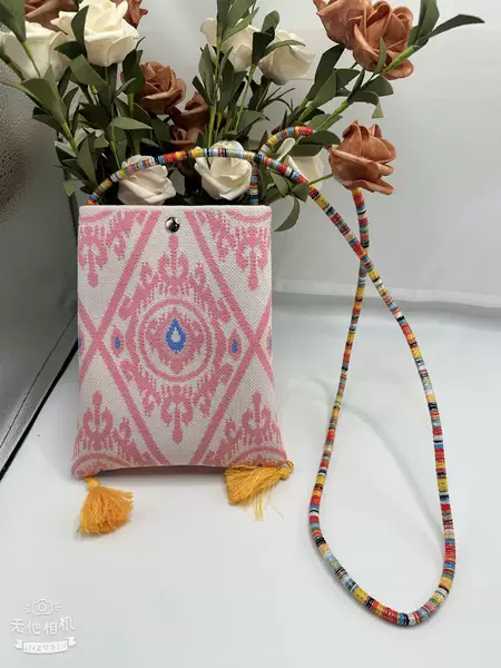 2026 New Style Woven Ethnic Style Ribbon Shoulder Bag Crossbody Handbag Portable Convenient Mobile Phone and Id Bag