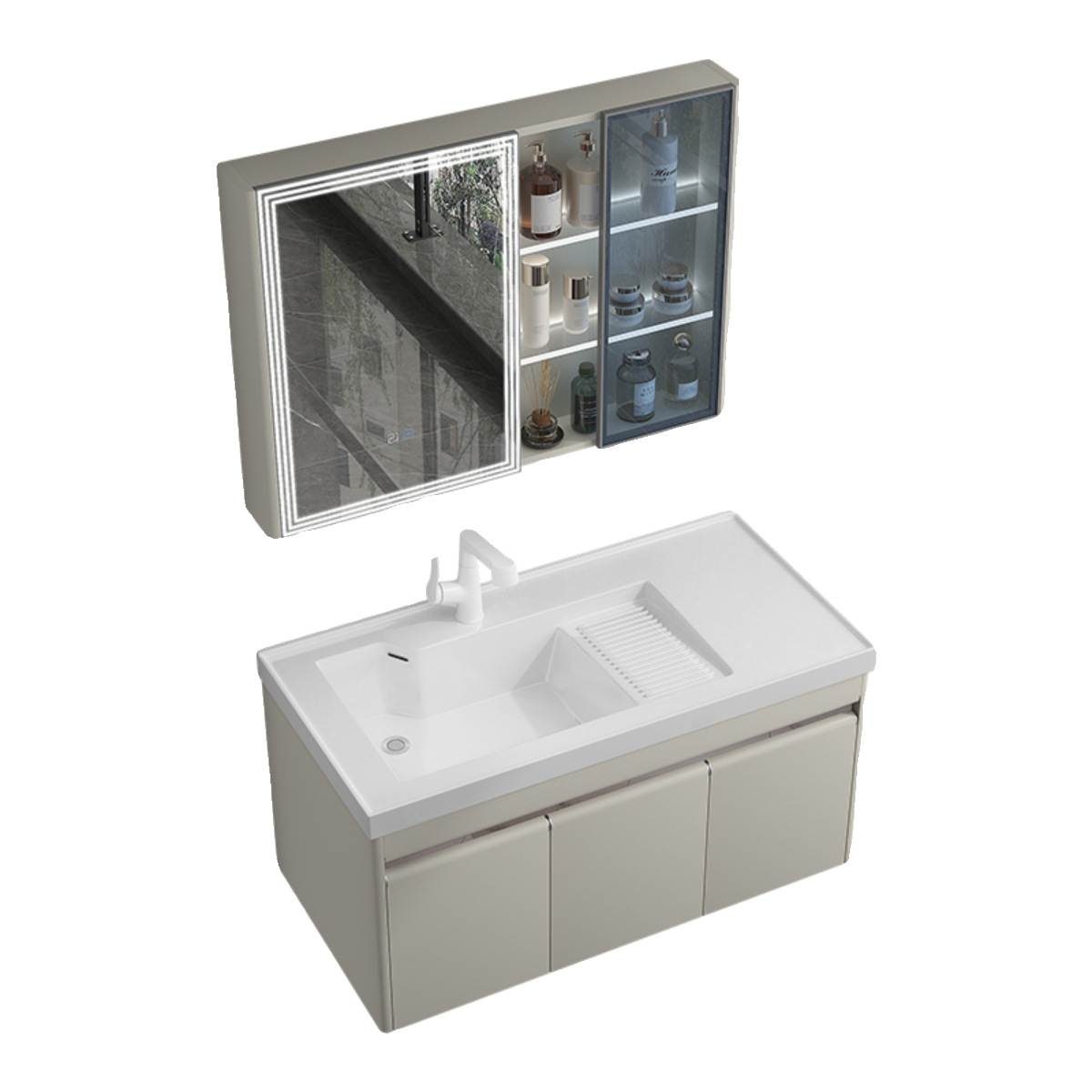 armario de lavandería de acero inoxidable en un balcón lavabo doméstico lavabo baño lavabo con tabla de fricción lavabo