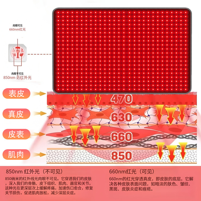 跨境大尺寸红光理疗毯 560珠双波LED全身家用理疗垫红外线理疗垫|undefined