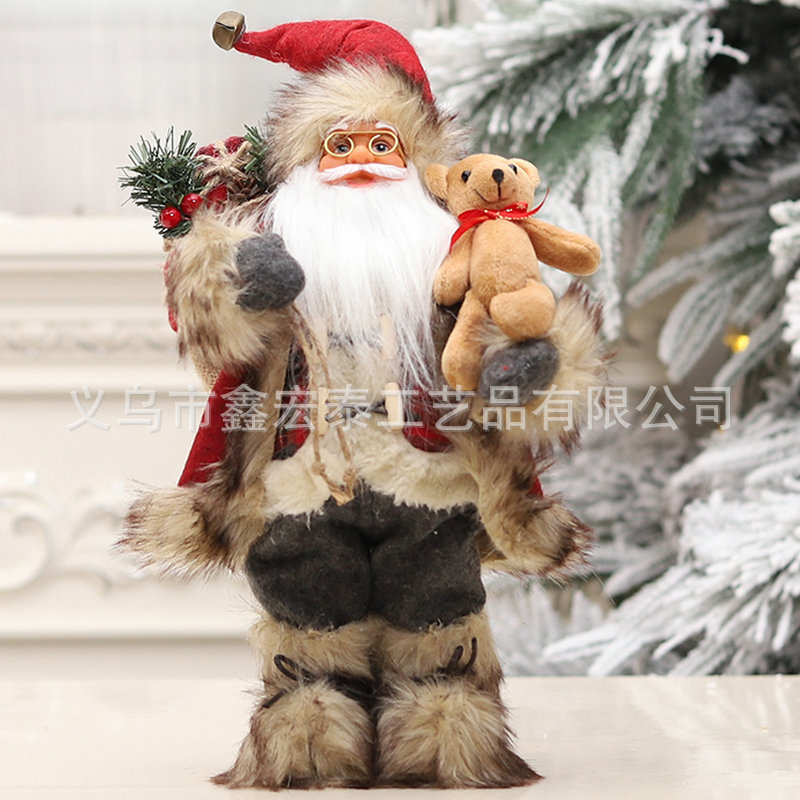 新しいクリエイティブサンタクロース人形クマクリスマス装飾ヨーロッパスタイルスタンディングサンタクロース人形装飾品|undefined