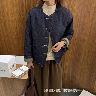 定制26冬季新款日系女牛仔棉衣外套新款休闲上衣秋冬绗棉保暖