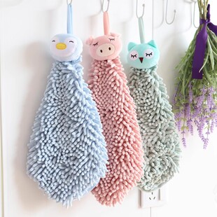 Hand towel hanging kitchen bathroom absorbent towel leisure house thickened chenille animal dishcloth hand cloth