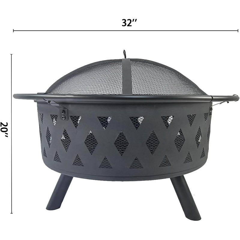 亚马逊户外庭院圆形烧烤炉柴火炉烤火架跨境碳火盆取暖炉篝火盆炉