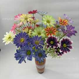 3D仿真花3头夏菊 福桶插花婚庆摄影装饰莫奈花园造景跨境