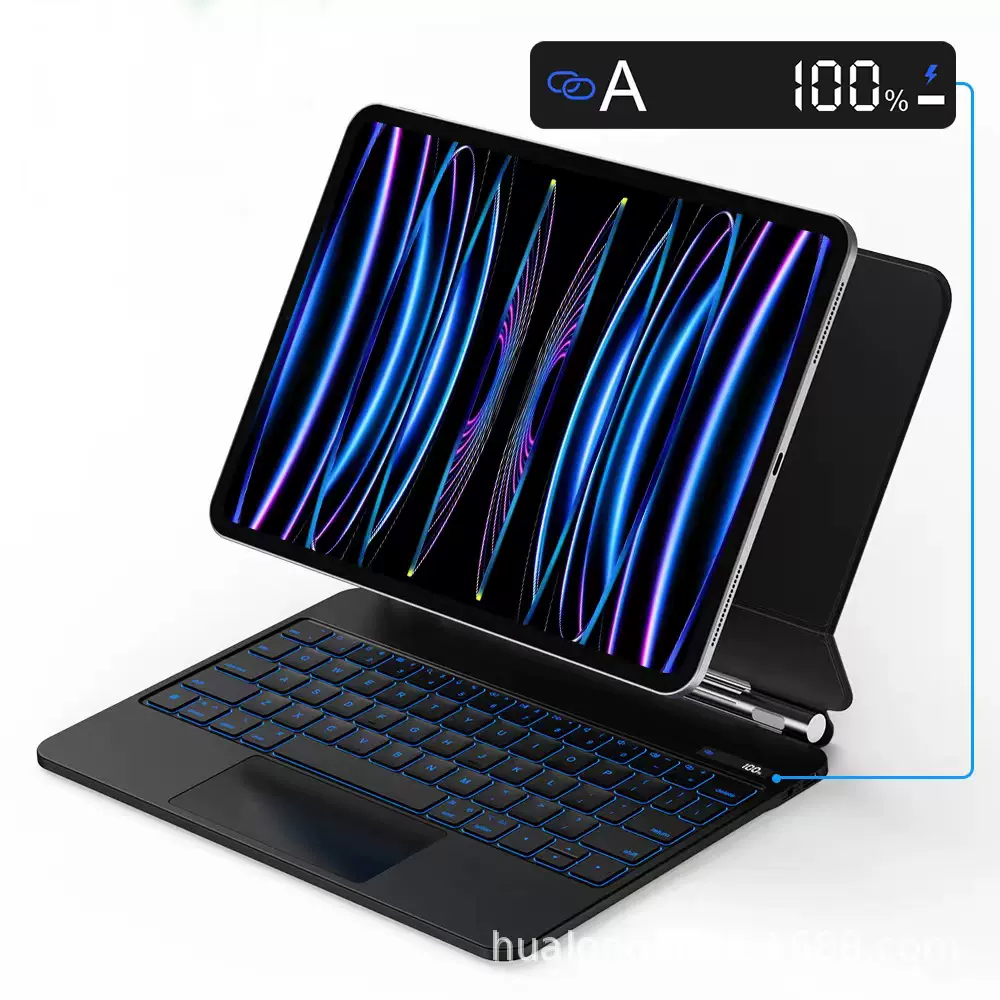 适用iPadPro11带电量数显air7悬浮12.9磁吸11代苹果10.9妙控键盘