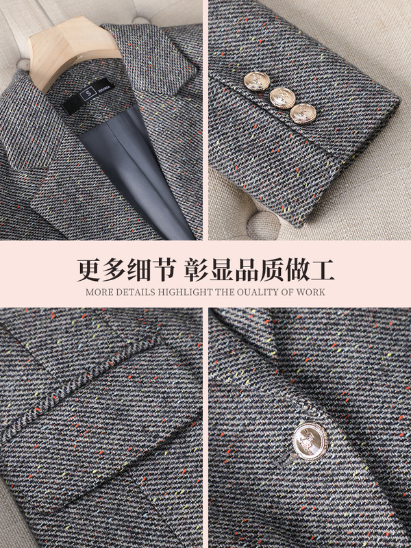 绵羊毛毛呢西装外套女短款小个子2025秋冬新款高端妮子外套小西服|undefined