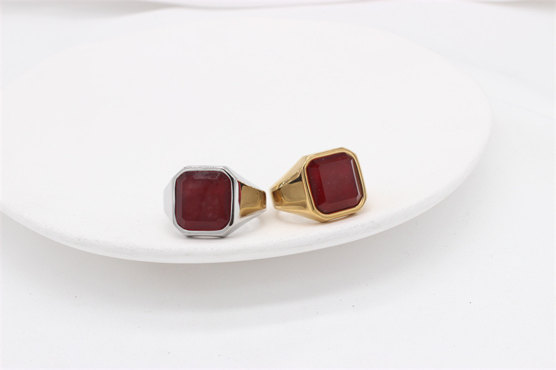 21g Weight Artificial Gemstones Inlay Material Rings Classification 1 Piece Quantity Holiday, Banquet Occasion Titanium Steel Material Square Pattern Men's Gender Inlay Design Simple Style Style Simple Style Square Titanium Steel Inlay Artificial Gemstones Men's Rings 9