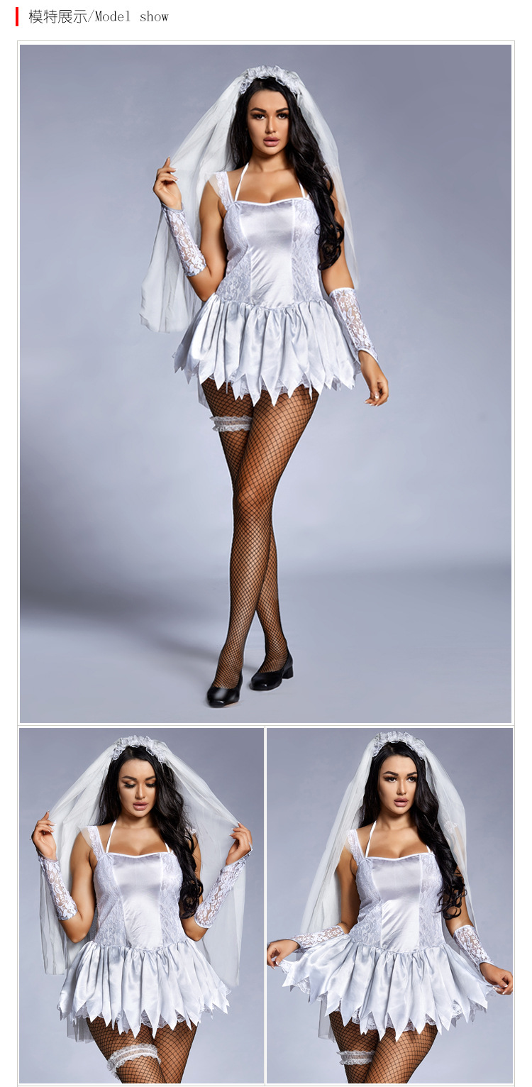 Halloween Party Cosplay Ghost Bride Strapless Wedding Dress Wholesale Nihaojewelry display picture 1