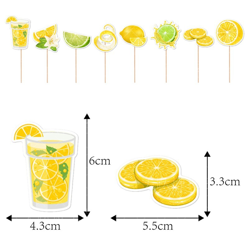 Decoración de fiesta hawaiana transfronteriza Decoración de pasteles Cupcakes de limón Plugin Decoración de cumpleaños Tarjeta pequeña