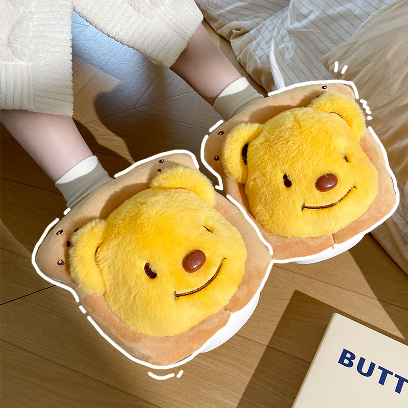 萌え熊綿のスリッパの女性冬の家の室内の厚い底の保温のぬいぐるみのかわいいスリッパの冬の漫画の綿は糞感を踏んでいます。|undefined