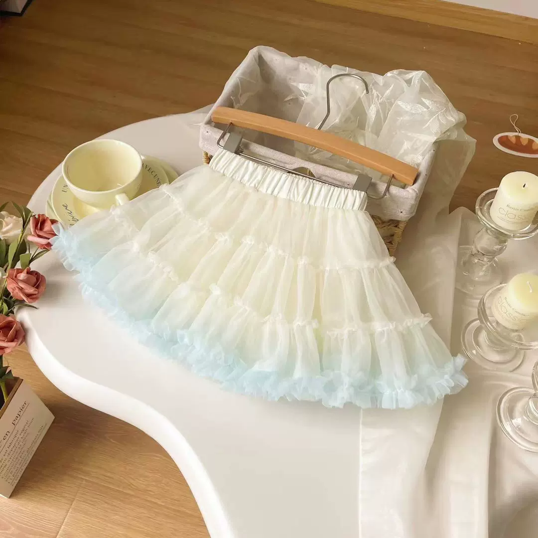 【现货】儿童裙子2024夏季女宝凸凸裙韩版甜美公主裙女童半身纱裙