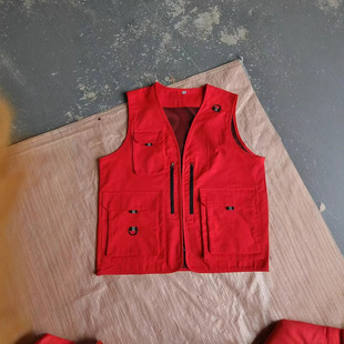 Multi-Pocket Vest Loose Thin Workwear Vest with Printed Text Director Fishing Vest Volunteer Advertising Custom Lg