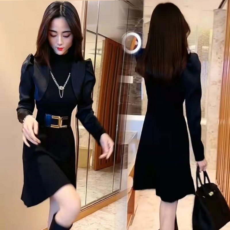 Chic Design Skirt, Slimming and Elegant, Contrasting Color Dress for Small People, Autumn 2025 New Style, High-End and Elegant