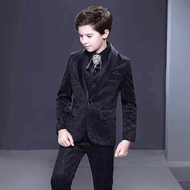 儿童西装套装男童礼服英伦风亮丝小主持人走秀西服钢琴演出服正装
