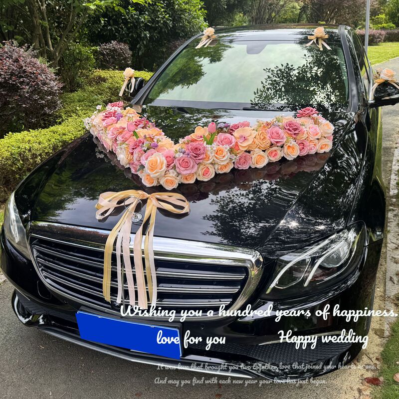 大v简约大气主婚车装饰车头花 结婚仿真花车车队拉花全套布置套装|undefined