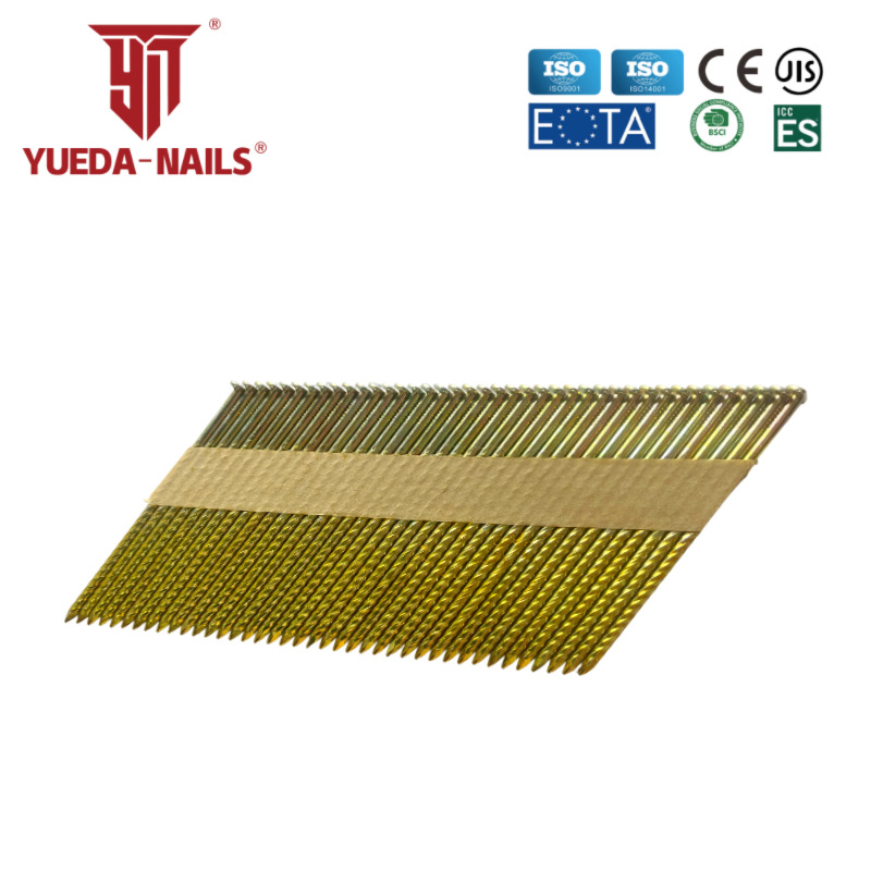 黄彩锌斜排钉28度34度90mm半帽钢钉木工用高强度防脱落不卡枪防锈