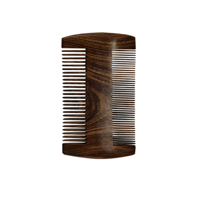 Spot al por mayor de sándalo de oro negro peine de dientes finos de madera maciza peine de cabeza de aceite peine de peinado de peluquería portátil peine de barba de doble cara