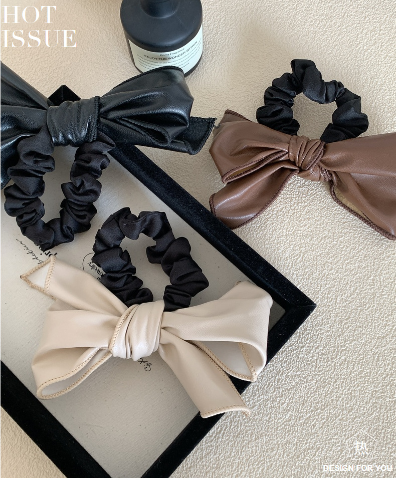Women's Retro Bow Knot Pu Leather Hair Tie display picture 1