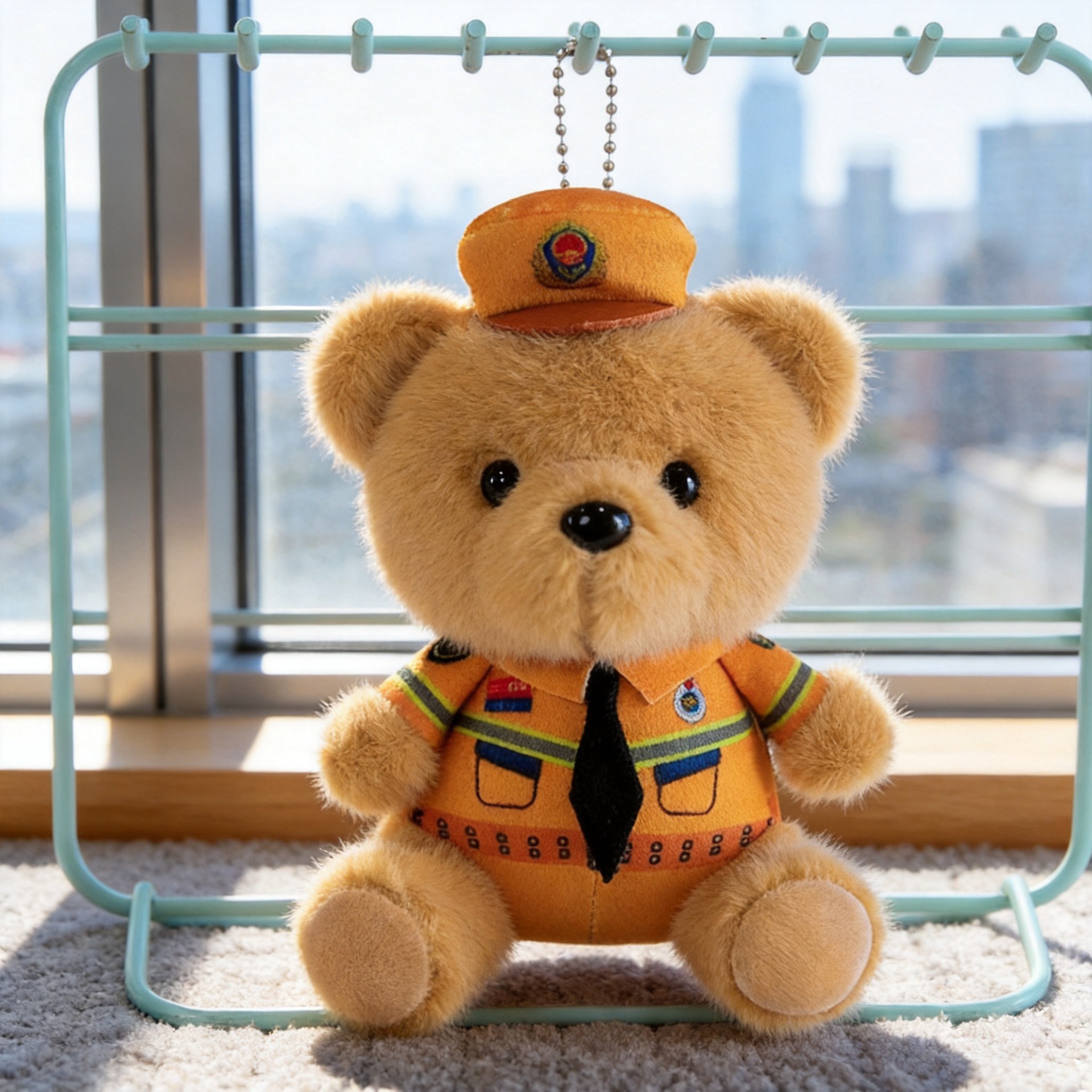 Colgante de peluche de oso de policía pequeña muñeca de peluche colgante de muñeca bolso colgante de llaver colgante de policía de tráfico oso pequeño colgante
