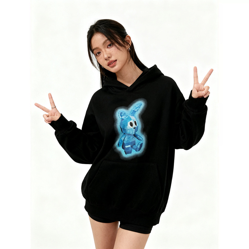 Now 2025 New Autum Korean Designer Ad*V Lego Bear Rabbit Hooded Sweatshirt Quan Sunyoung's Same Style