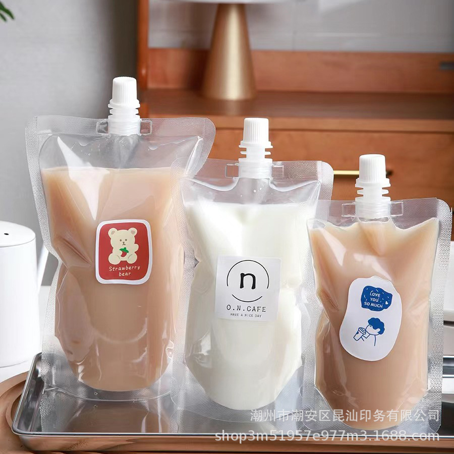Custom Drink Package Transparent Spout Stand up Plastic Bags