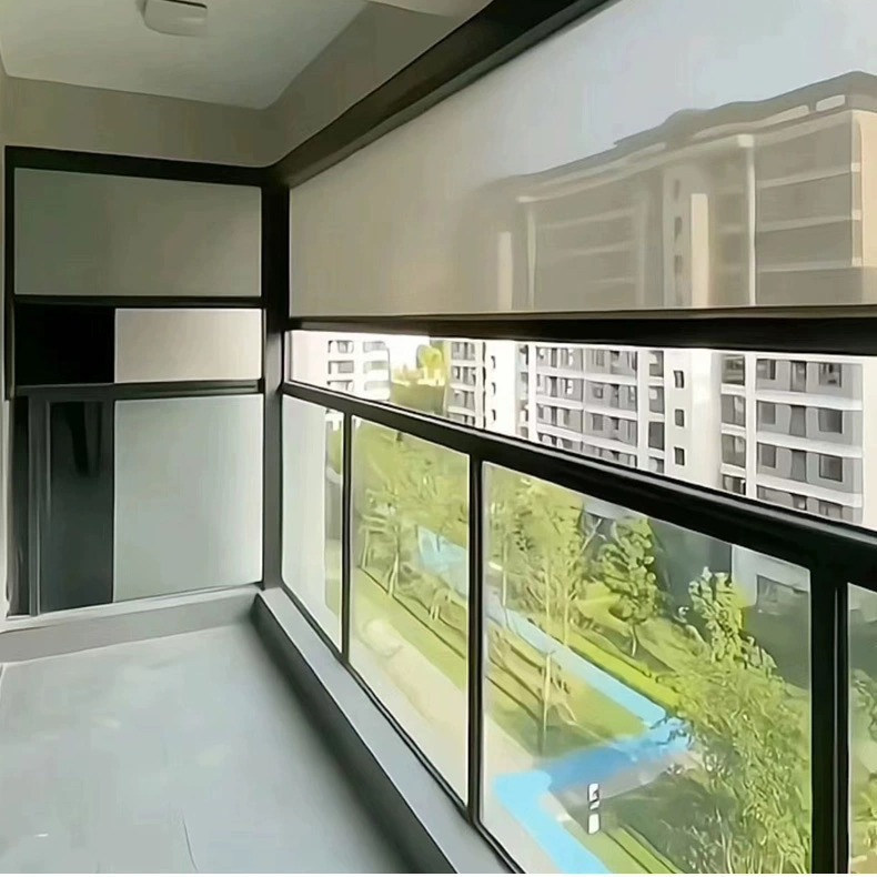 Smart Outdoor Gazebo Dustproof Electric Windproof Roller Blinds, Mosquito Screens, Sunshade Curtains, Balcony Full Blackout Automatic Double-Layer Curtains