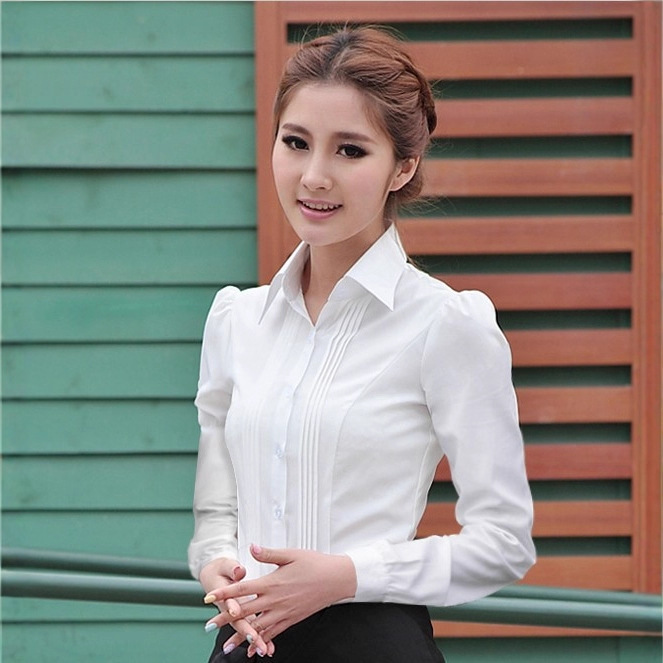 Factory Direct Sales White Shirt Women's Long-Sleeved Business Wear New White Shirt Women's Work Clothes Work Clothes Slim Ol Spring & Fall