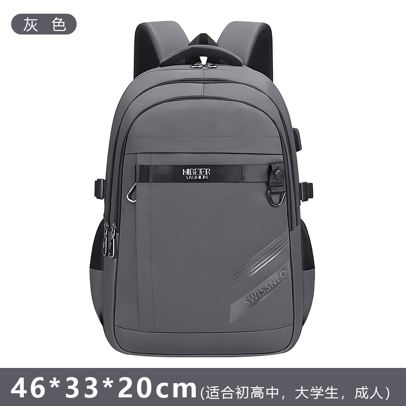 Nueva mochila de hombre gran capacidad en relieve letras de escuela secundaria mochila deportiva de viaje de negocios bolsa de computadora