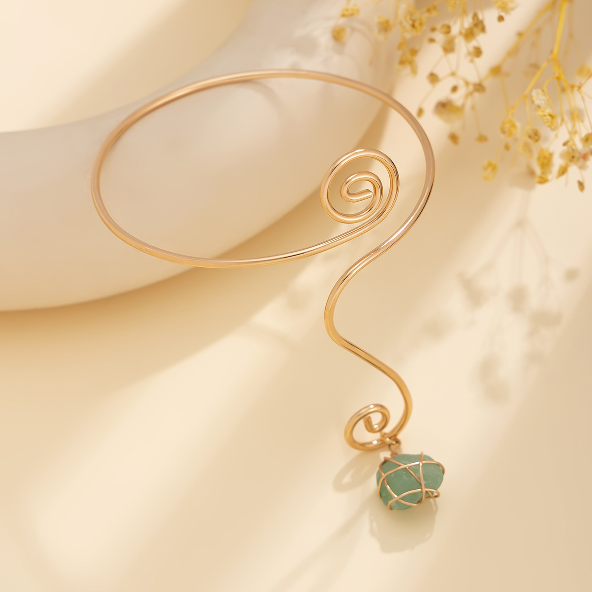 Wholesale Jewelry Simple Style Geometric Iron December Birthstone Turquoise Inlay Arm Bracelet display picture 15