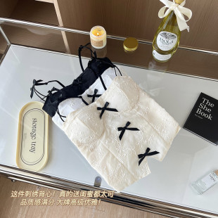 Lace sexy beauty back top ladies with chest pad one bow embroidery inner strap tube top outer wear
