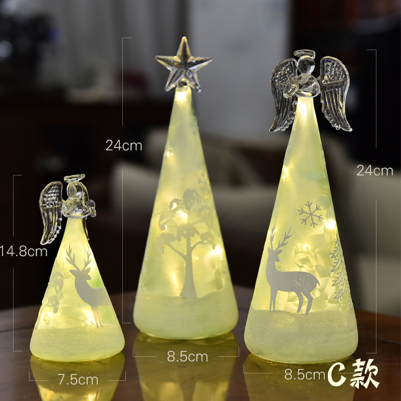 Fábrica al por mayor árbol de Navidad lámpara de cristal decorativa LED luminosa decoración de escritorio decoración de Navidad luz de la noche